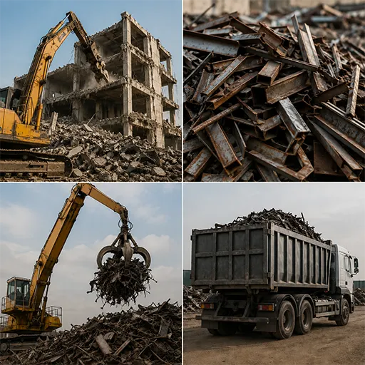 Industrial demolition and scrap montage